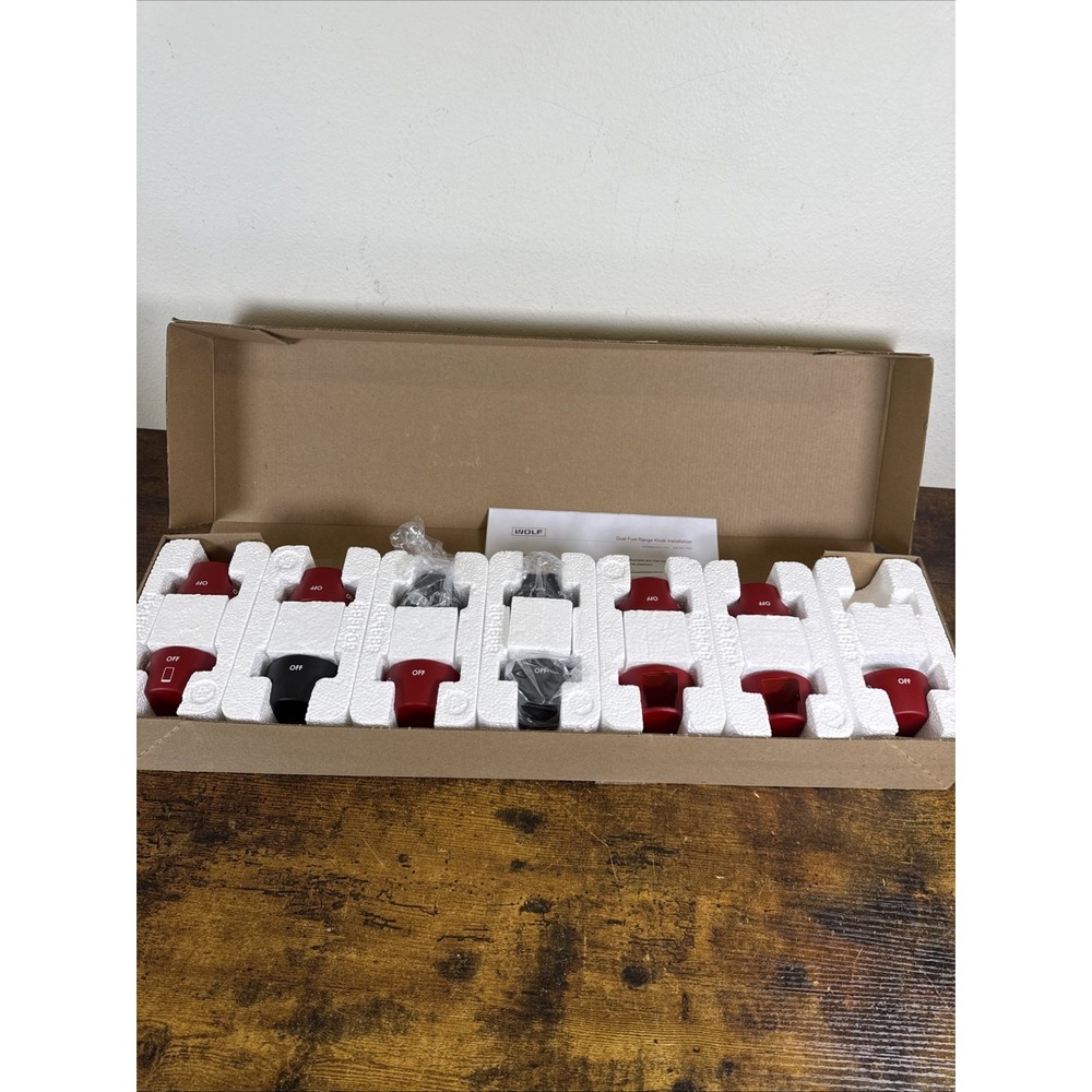 Wolf Dual Fuel Range Knob Kit 7 Red 4 Black 2 Covers KITKNOBBLACK4860AC New